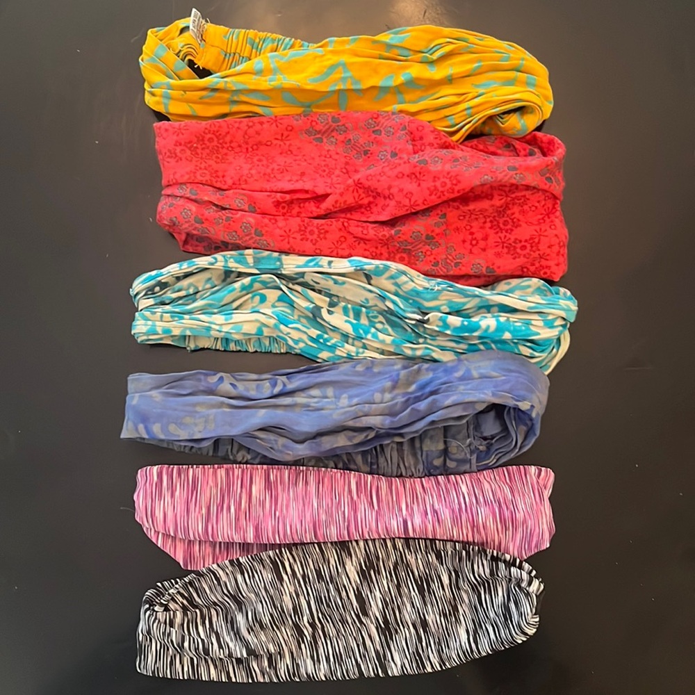 Bundle of headbands 4 hand made rayon print/2 Lycra stripe